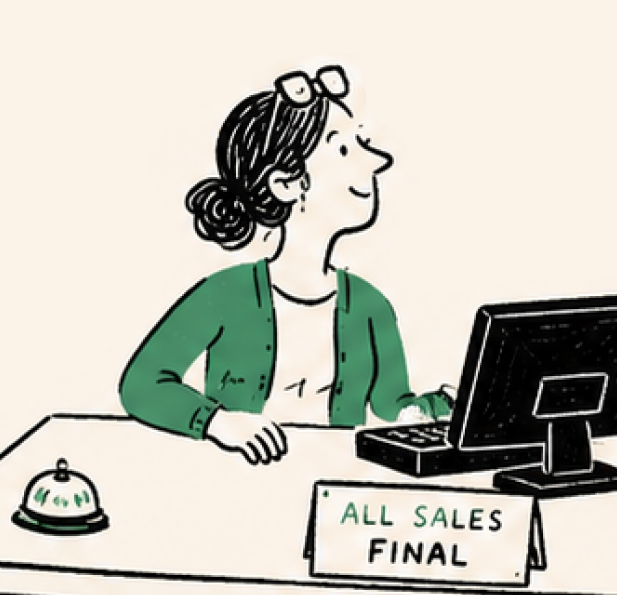 Illustration of Linda, owner of Founders' Row Antique Mall